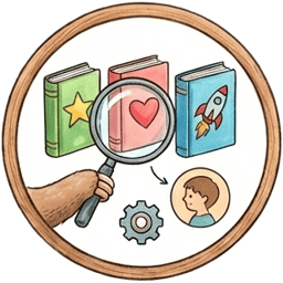 Personalized book recommendations by age, level, and interests A child discovering a book perfectly matched to their interests